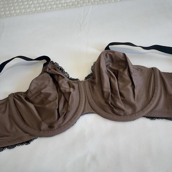 Wacoal 34G Black Lace Brown Underlay Convertible Bra Style 855295 Underwire - Picture 6 of 11